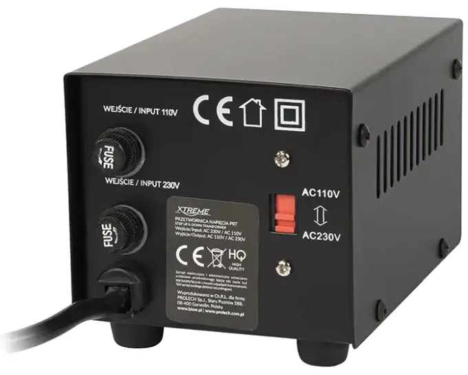 Transformator napięcia Polska - USA i USA-PL 100W tył